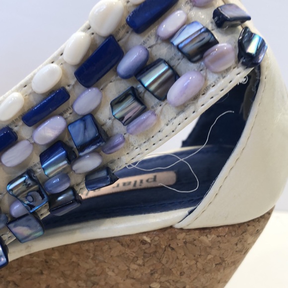 Pilar Abril Cork Platform Shoes Sandals with Decorated Ankle Strap - Picture 11 of 13